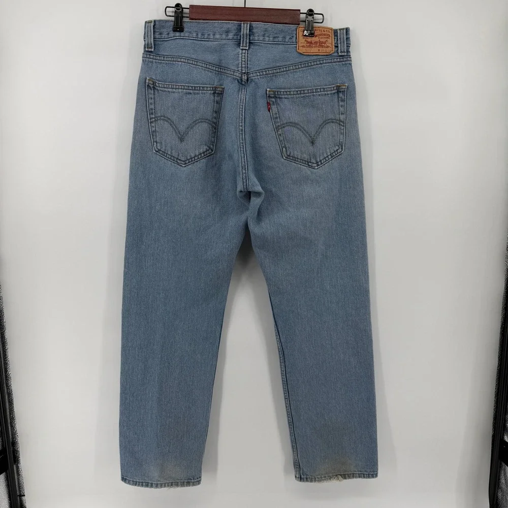 Levi's 505 Regular Fit Jeans Mens 34x32 Light‎ Wash Blue Straight Leg Denim Y2K